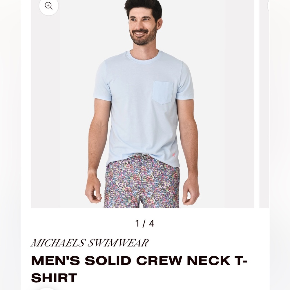 Michael’s Swimwear Men’s Solid Crewneck T-Shirt, Size XL, NWT